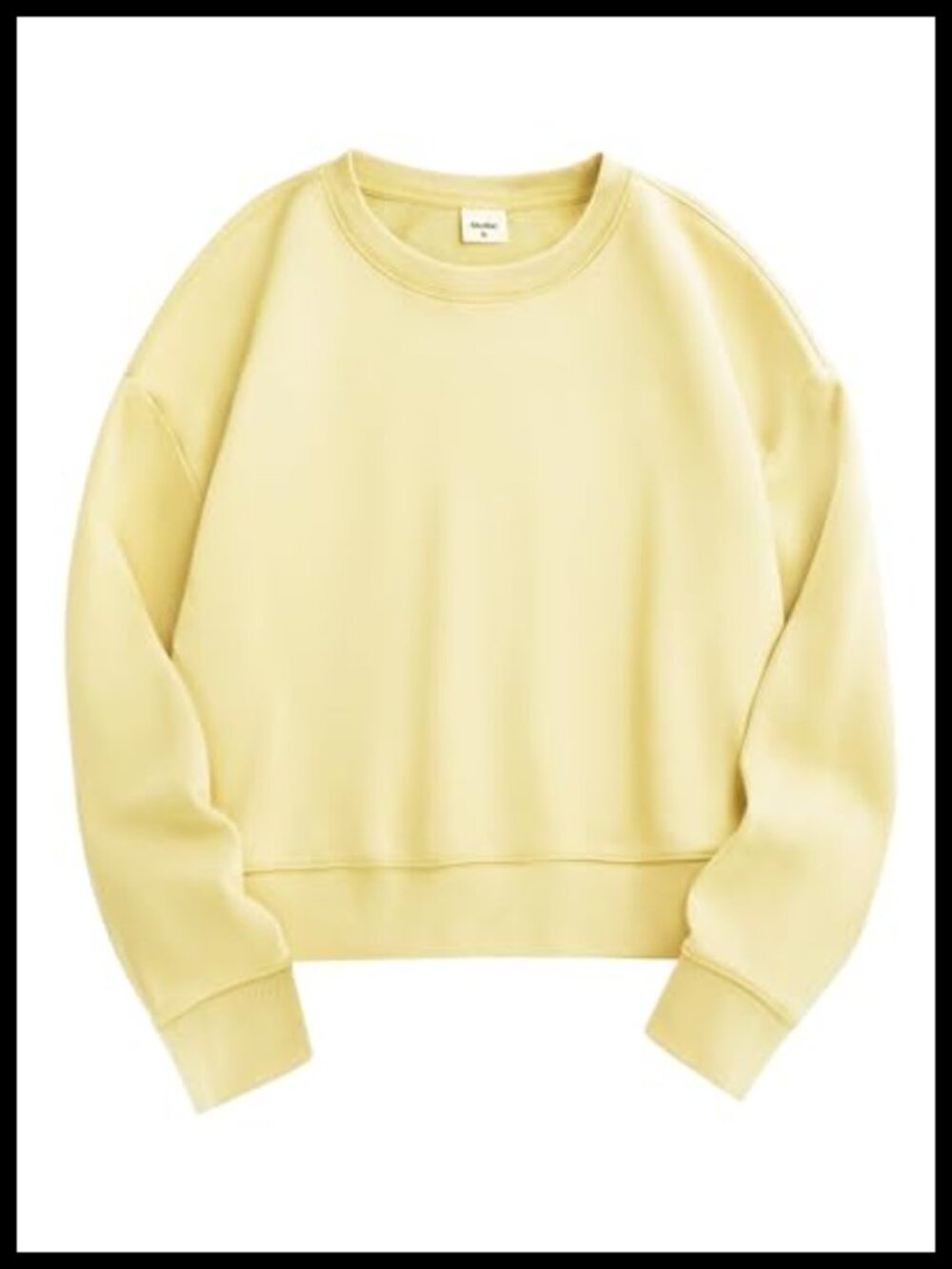 Womens Cropped Crewneck Sweatshirt Cotton Blend Long Sleeve Pullover